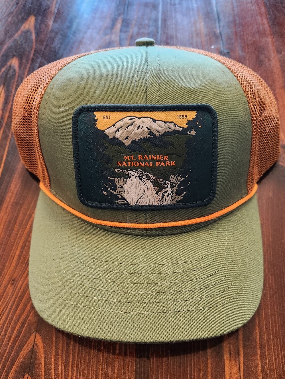 Mt. Rainier National Park Olive & Brown Trucker Hat
